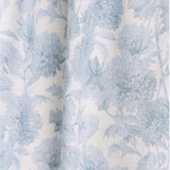 Vince Dahlia Floral Summer Dress Long Sleeve V Neck Women M Baby Blue White - Picture 7 of 16